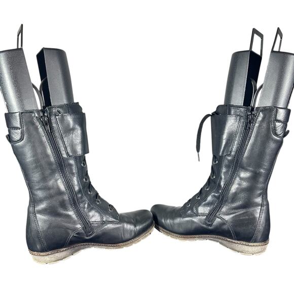 PW Brodie Black Combat Wedge Ankle Boots - Size 6 / 6.5 - Picture 8 of 12